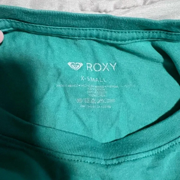 Roxy Teal Crew Neck Tee with Subtle White Logo - Picture 2 of 3